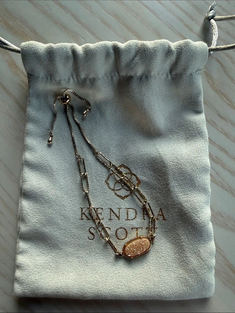 Kendra Scott Gold Tone Druzy Paperclip Chain Necklace